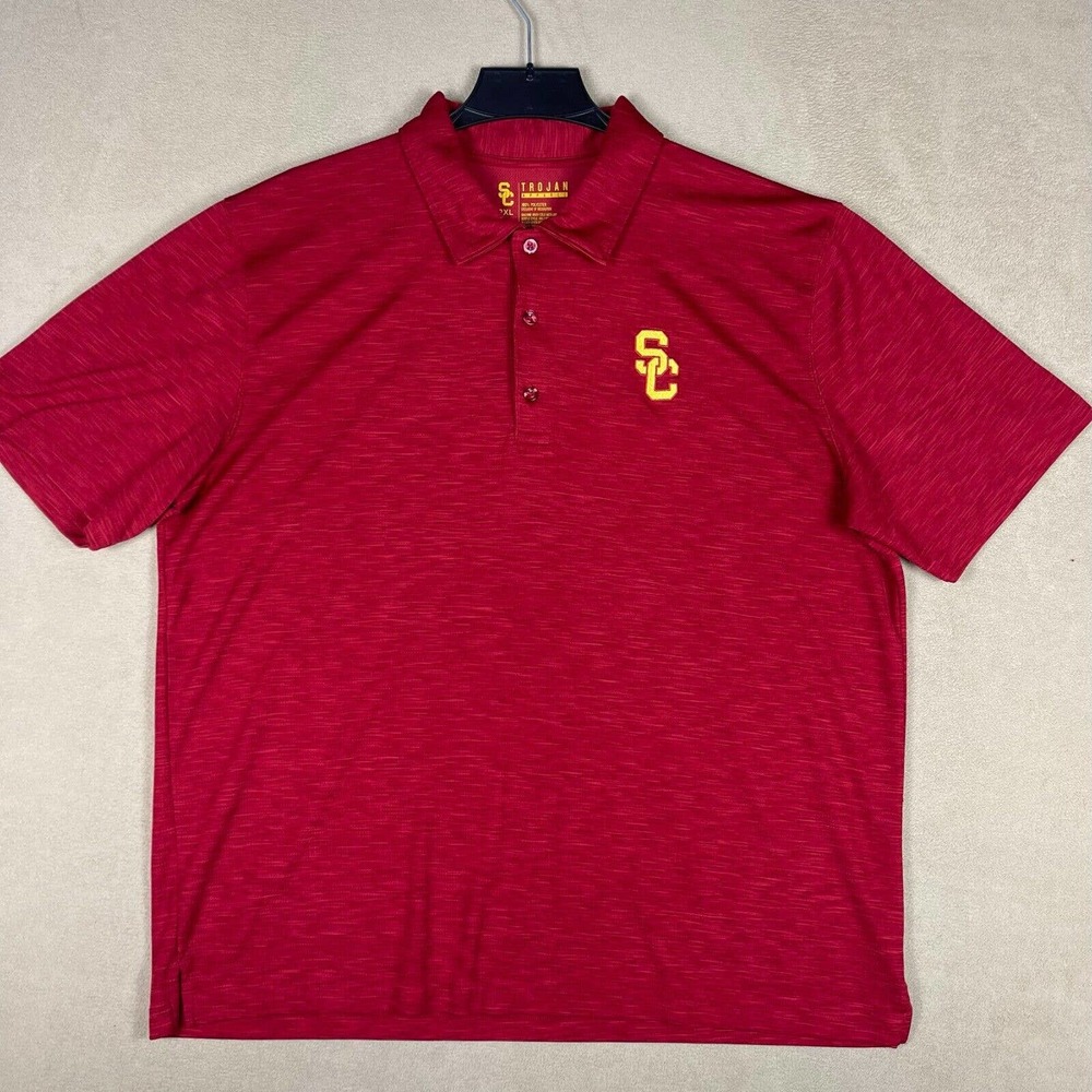 SC Trojan's Apparel Mens‎ XXL Polo Shirt Red Relaxed Fit 100% Polyester